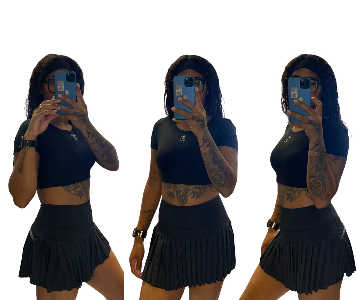 A.M SPORT SET.🖤🤍 (CROP TOP & FALDA PANTALON)