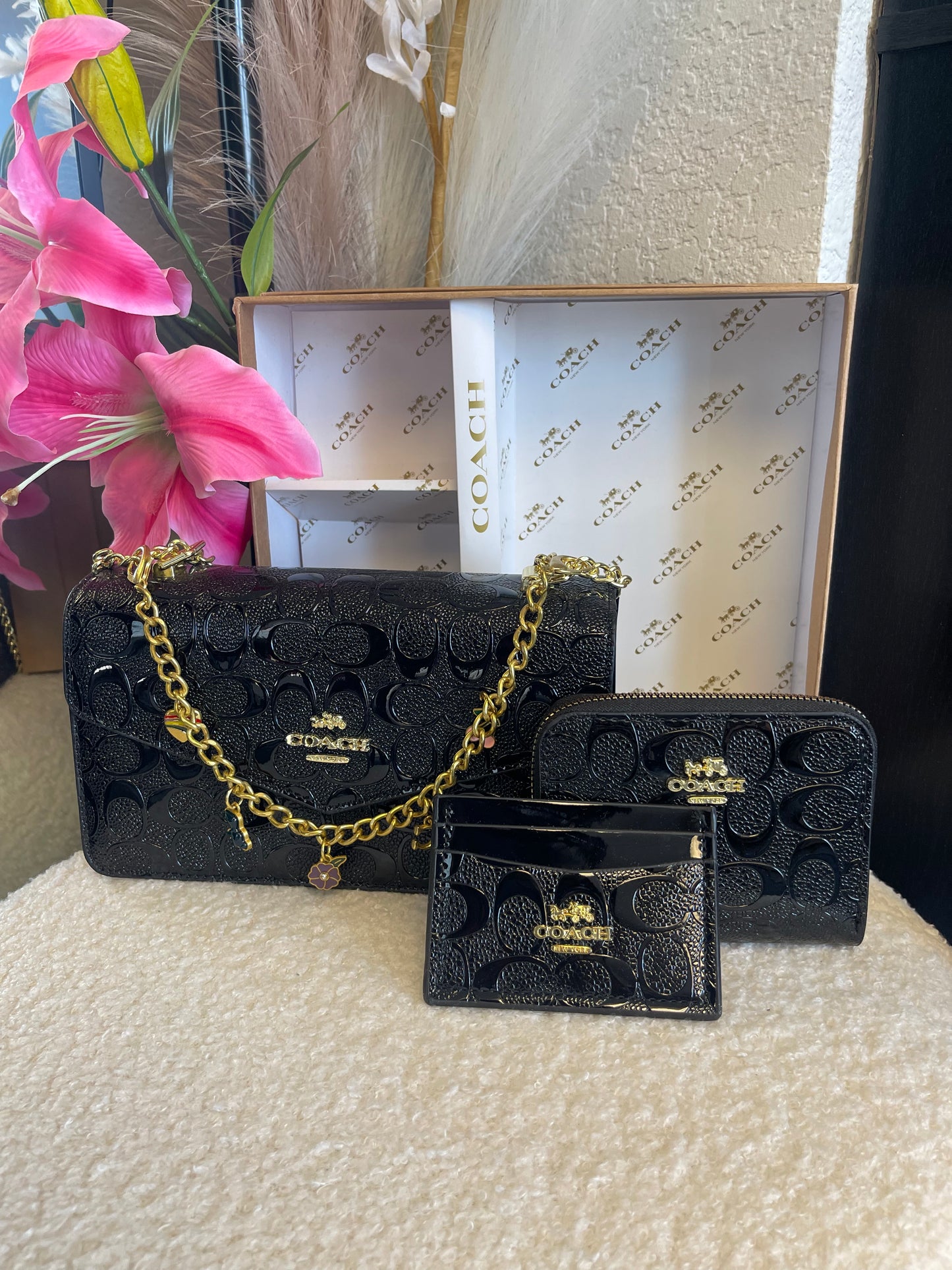 Black Leather Purse Set 🖤