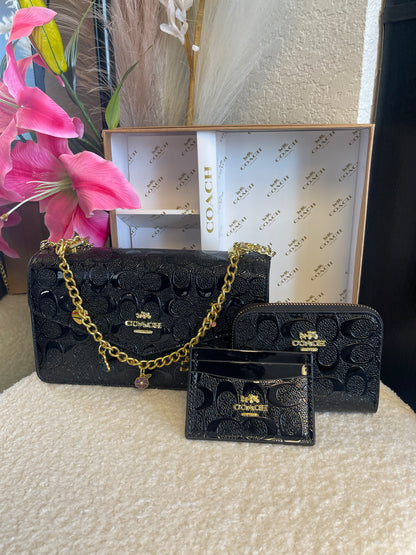 Black Leather Purse Set 🖤