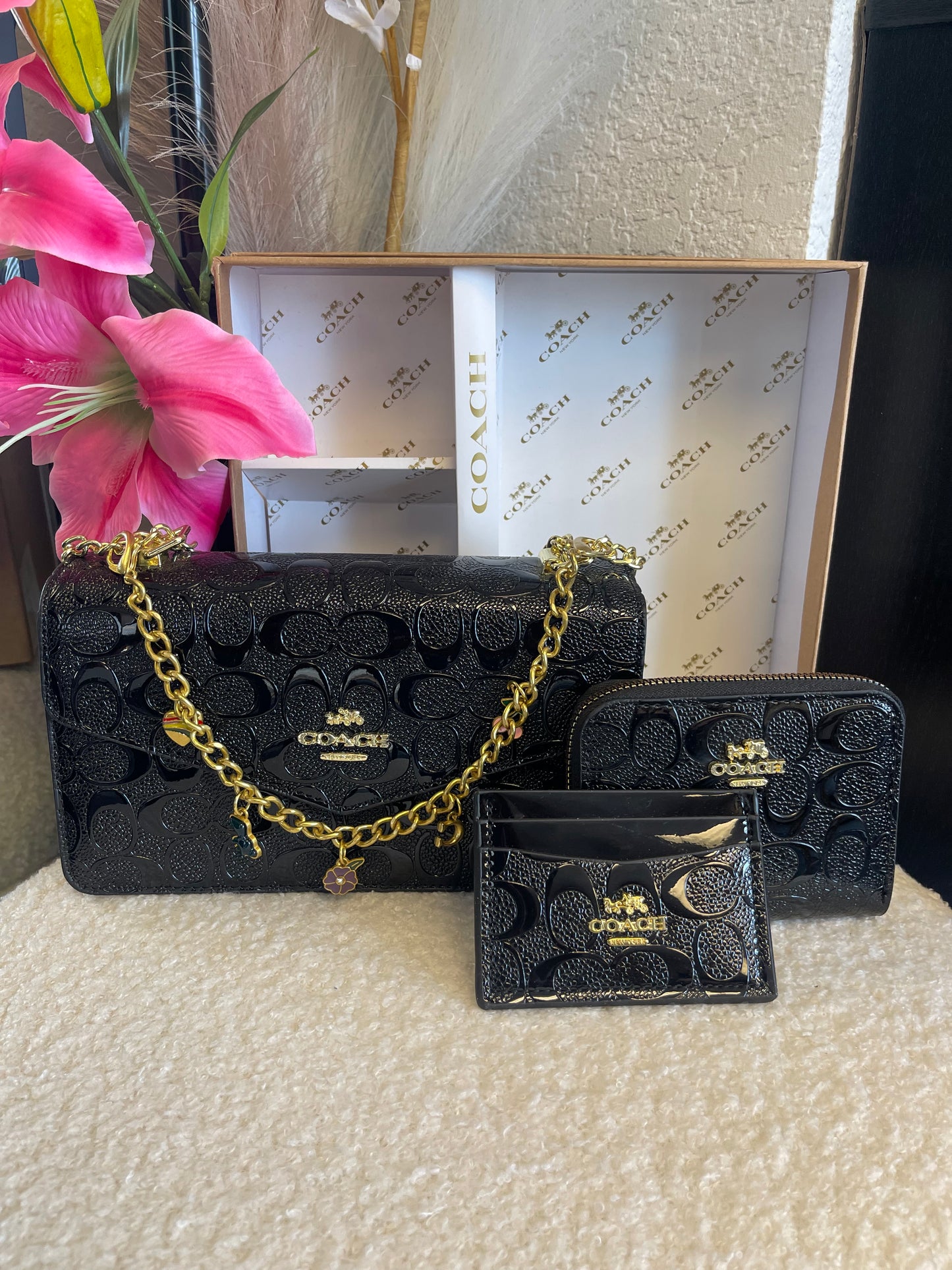 Black Leather Purse Set 🖤