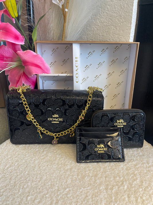 Black Leather Purse Set 🖤