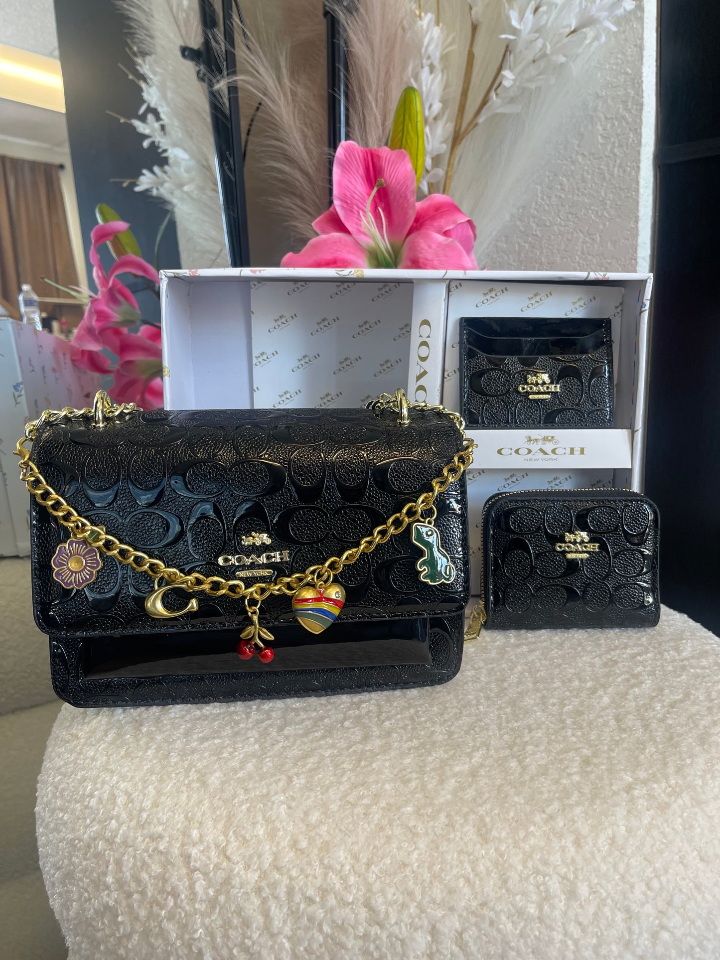 BLACK LEATHER PURSE SET!🖤