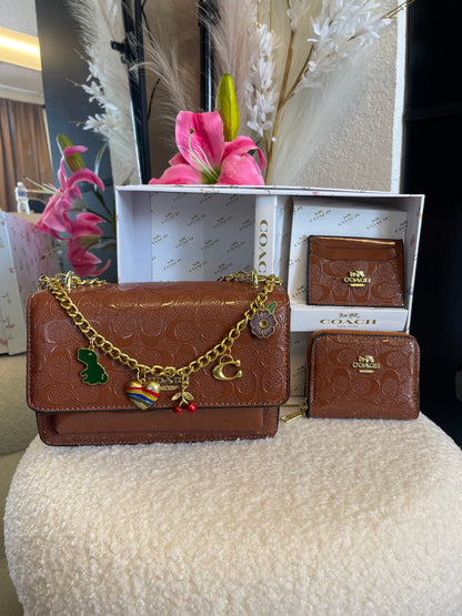 BROWN LEATHER PURSE SET!🤎
