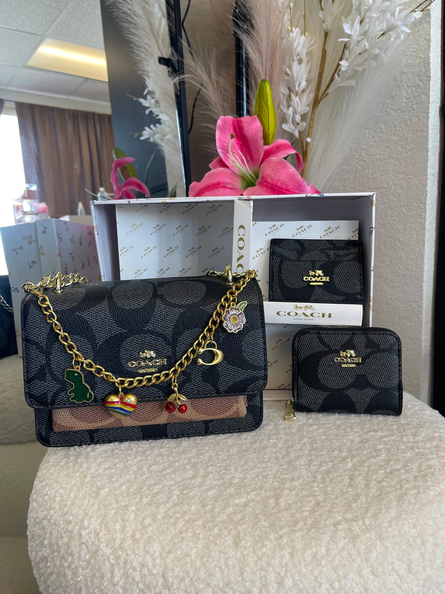 BLACK/BROWN PURSE SET🤎🖤