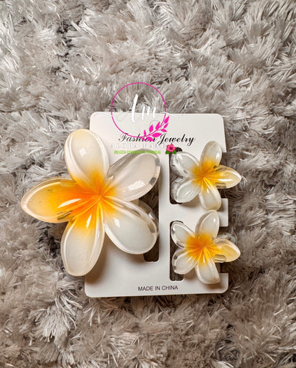HAIR CLIPS FLOWERS CLEAR GLOSSY🌺