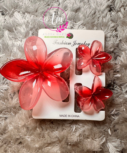 HAIR CLIPS FLOWERS GLOSSY🌺