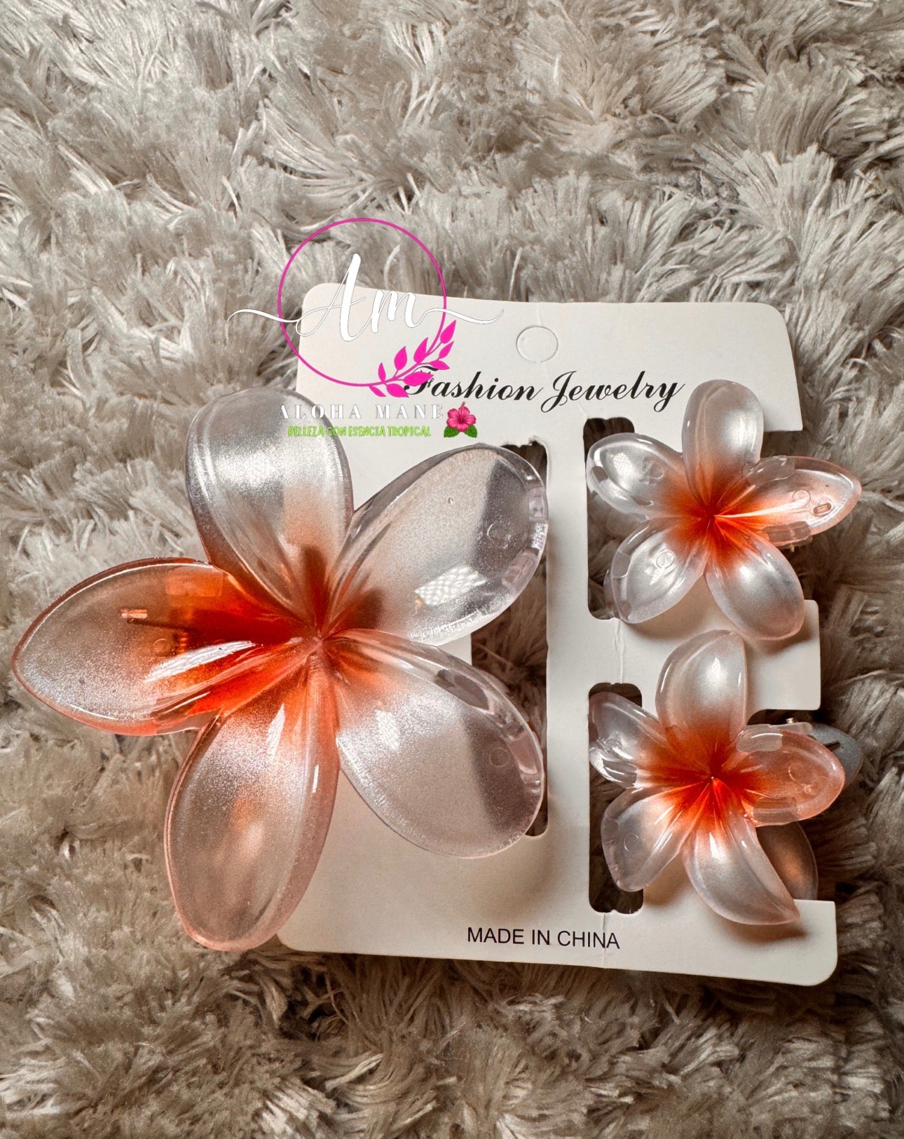 HAIR CLIPS FLOWERS CLEAR GLOSSY🌺