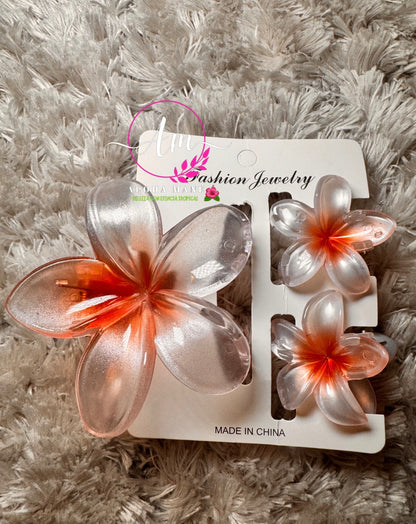HAIR CLIPS FLOWERS CLEAR GLOSSY🌺