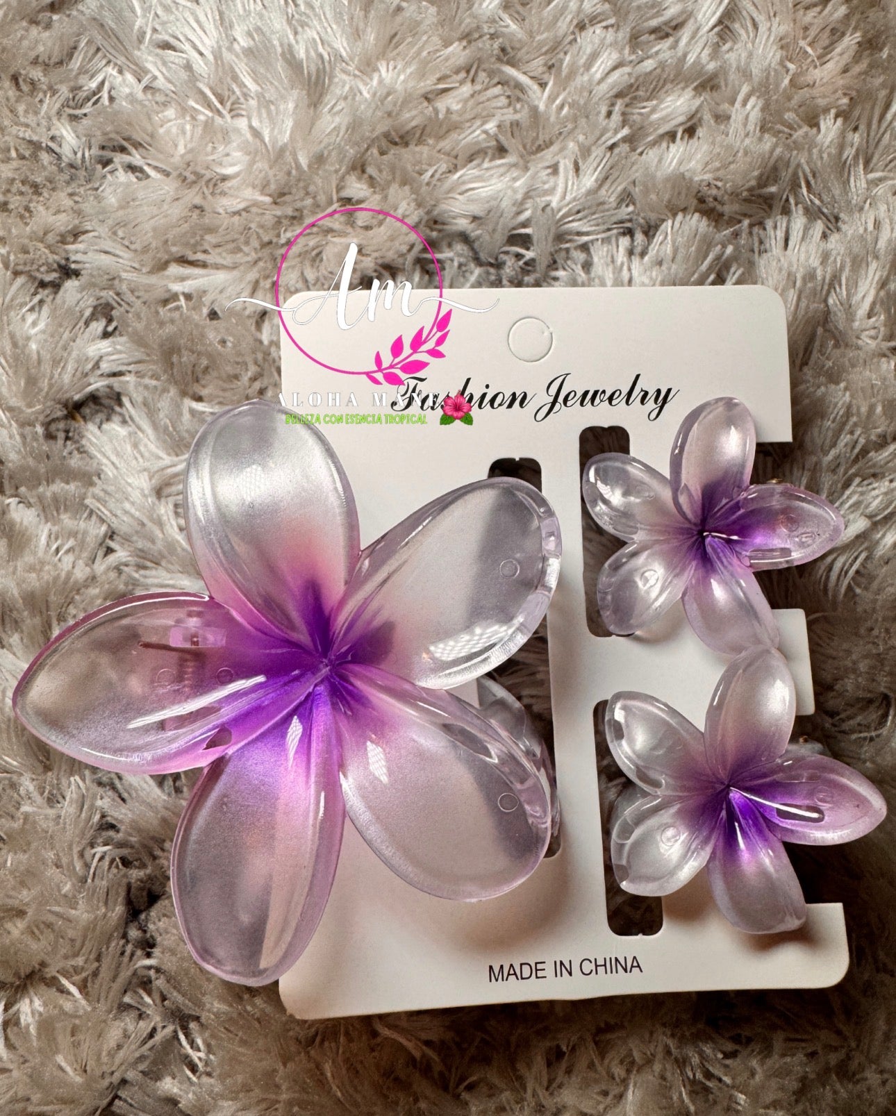 HAIR CLIPS FLOWERS CLEAR GLOSSY🌺