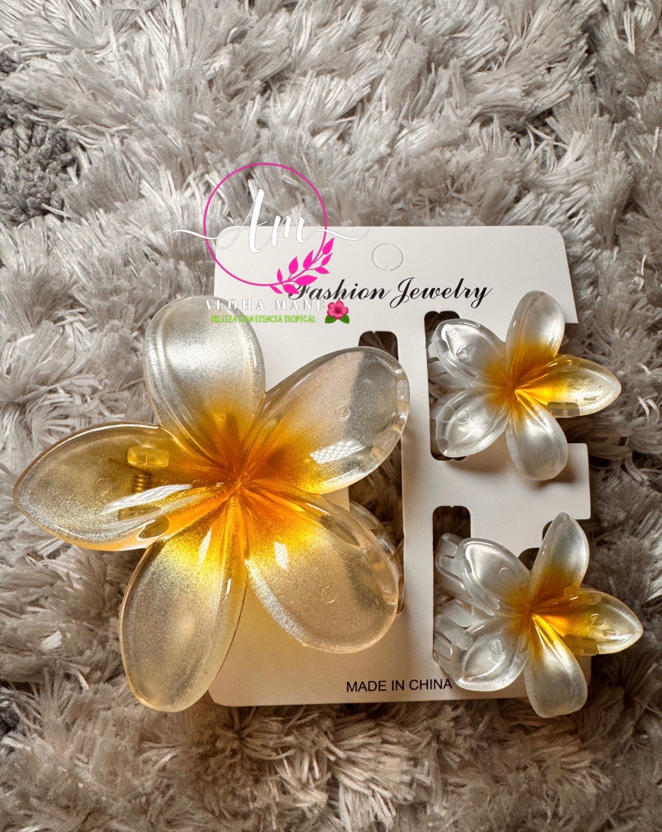 HAIR CLIPS FLOWERS CLEAR GLOSSY🌺