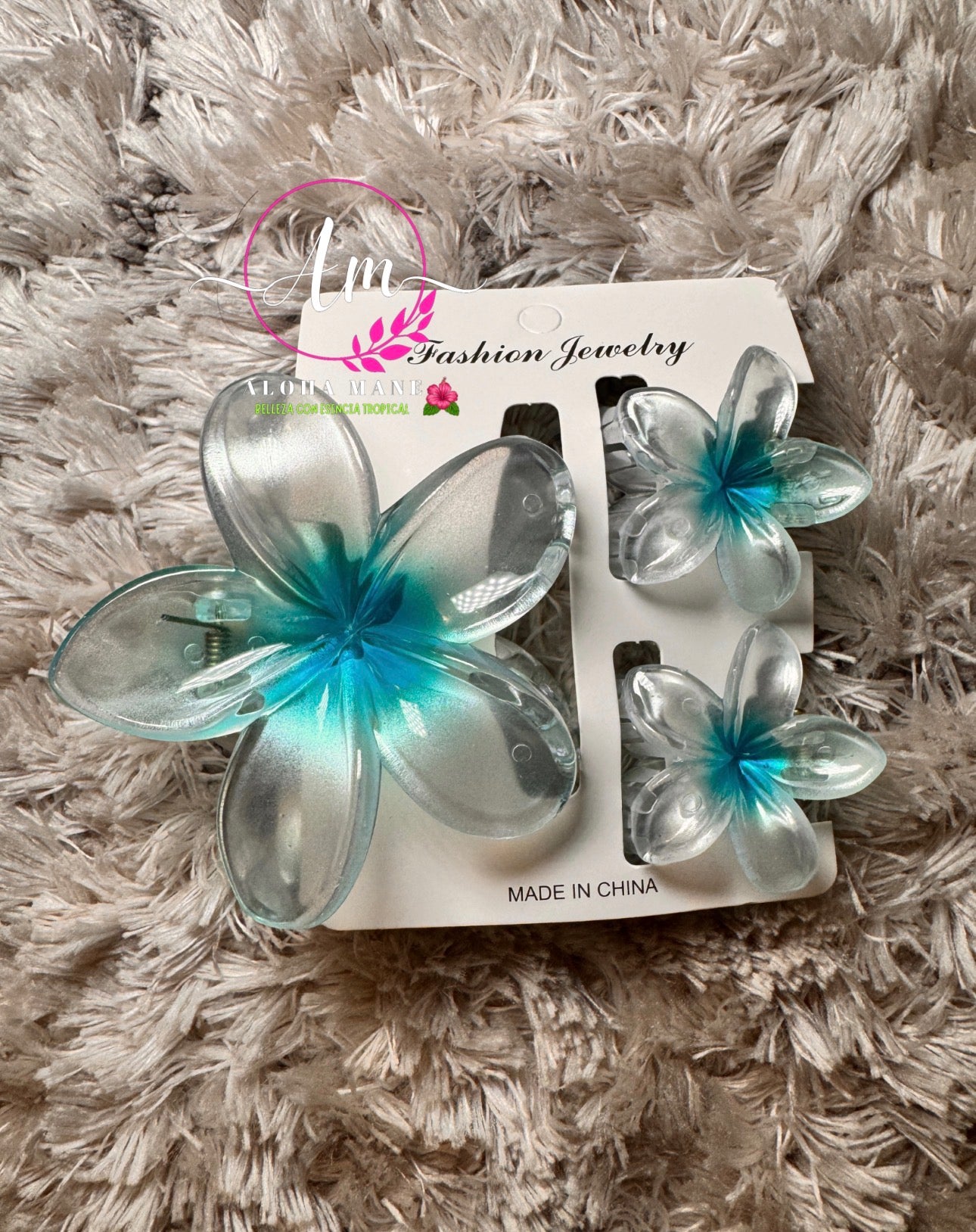 HAIR CLIPS FLOWERS CLEAR GLOSSY🌺