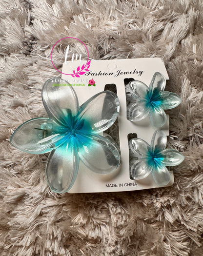 HAIR CLIPS FLOWERS CLEAR GLOSSY🌺