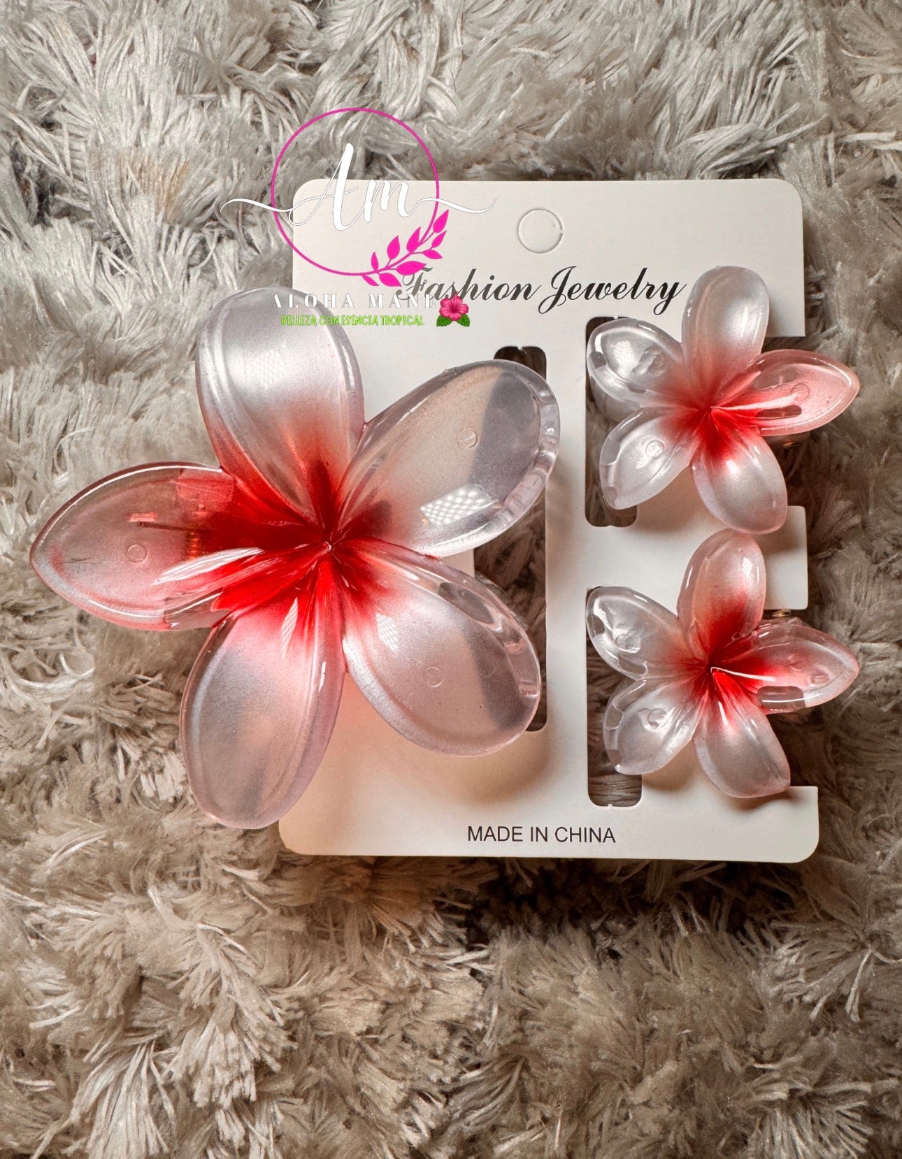 HAIR CLIPS FLOWERS CLEAR GLOSSY🌺