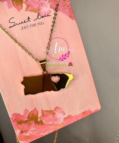 P.R ISLA CON CORAZON NECKLACE
