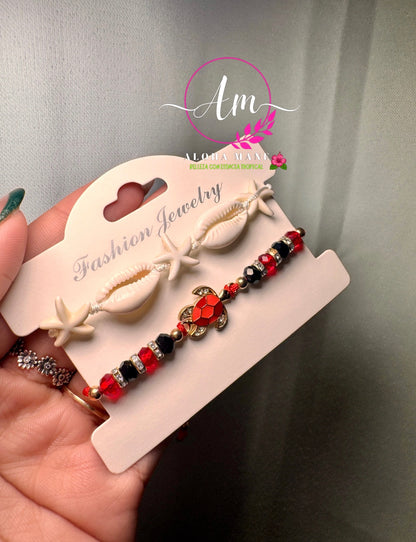 Pulseras Ajustables Tortuga & Caracoles🐢