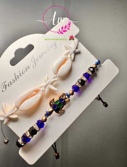 Pulseras Ajustables Tortuga & Caracoles🐢