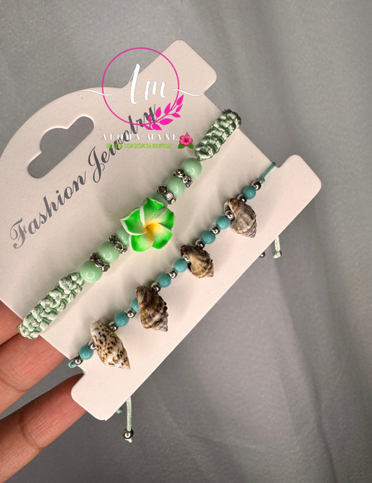Pulseras Set Ajustables Flowers 🌺