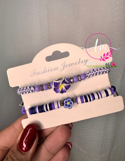 Pulseras Set Ajustables Flowers 🌺