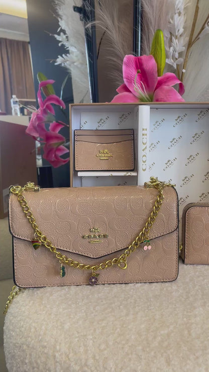 LIGHT BROWN LEATHER PURSE SET!🧡